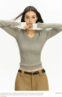 Ribbed V-Neck Two Tone Long Sleeve Knit Top 36 Ribbed V-Neck Two Tone Long Sleeve Knit Top -Modern Wear Shop 22bae3d23b72e7a5ac9550196895bf6b