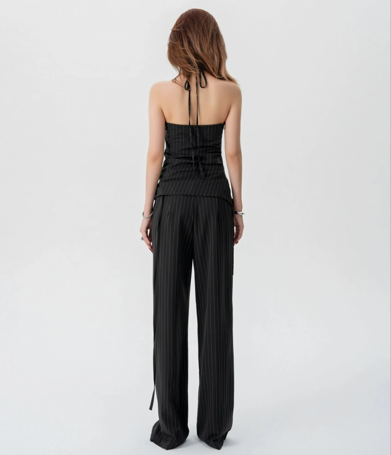 Striped Halter Top And Wide Leg Pants Set 4 Striped Halter Top And Wide Leg Pants Set - Image 4