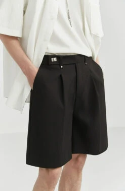 Pleated Tailored Bermuda Shorts With Belt Detail -Modern Wear Shop 2323c43315fd6d7c68938e01cefb17e7
