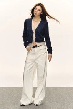 Mock Layered Ribbed Trim Knit Cardigan -Modern Wear Shop 2341e04f6ffd35ad626f3a2775bbc333