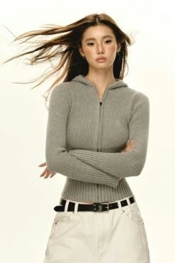 Slim Ribbed Zip-Up Hooded Sweater 27 Slim Ribbed Zip-Up Hooded Sweater -Modern Wear Shop 234d0c2049e51a76019d03eff2af8276