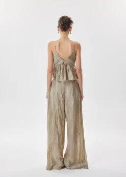 Crinkle Textured Flowy Cami Top And Wide Leg Pleated Pants Two-Piece Set -Modern Wear Shop 235ac425e1bee427e8fb4eb1b5d3d5df
