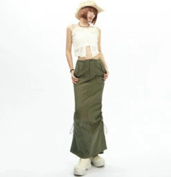 Adjustable Drawstring Midi Cargo Skirt -Modern Wear Shop 23698770d5375238ed08bfdfcdb79369