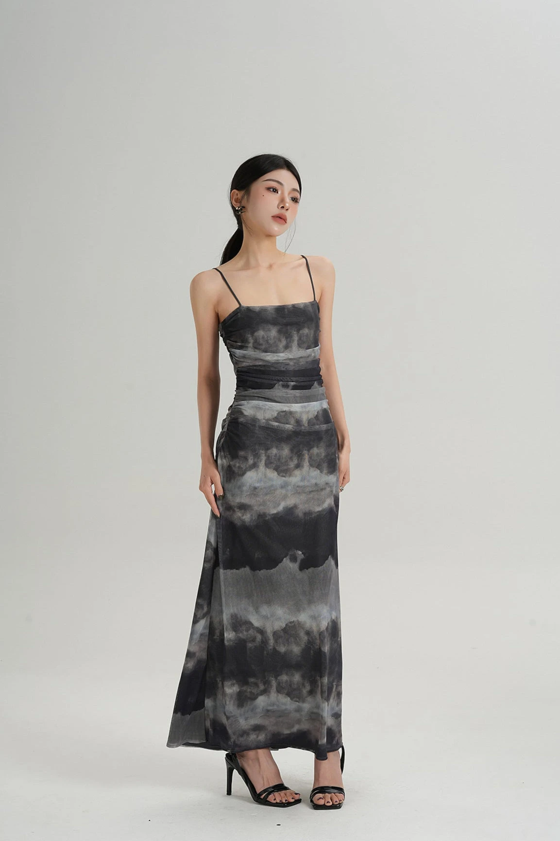 Spaghetti Strap Ruched Tie-Dye Maxi Dress 3 Spaghetti Strap Ruched Tie-Dye Maxi Dress - Image 3