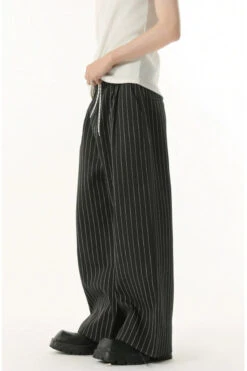Mock Two-Piece Pinstripe Wide Leg Trousers With Elastic Waist -Modern Wear Shop 23fe826760d80ceecc1793b80fc476cf