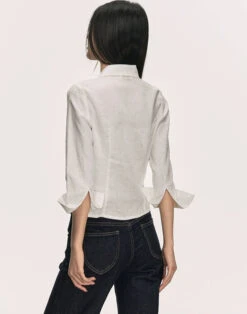 Linen Button-Up Collared Shirt With Cropped Sleeves 6 Linen Button-Up Collared Shirt With Cropped Sleeves -Modern Wear Shop 243750350625d92b05c3ca61ad73db6e