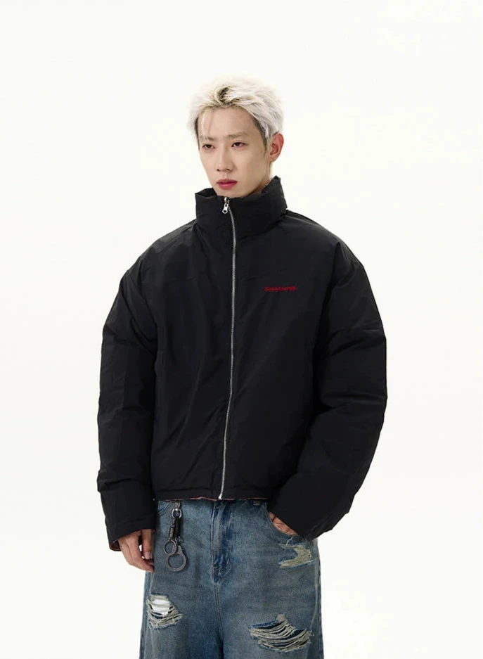 Reversible Plaid Puffer Zip Jacket 5 Reversible Plaid Puffer Zip Jacket - Image 5