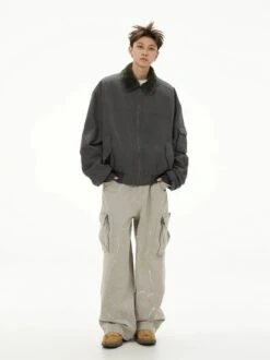 Fleece Lined Collar Zip-Up Bomber Jacket 22 Fleece Lined Collar Zip-Up Bomber Jacket -Modern Wear Shop 24b111ce86e76ec8370cb0b9d0cb4ead