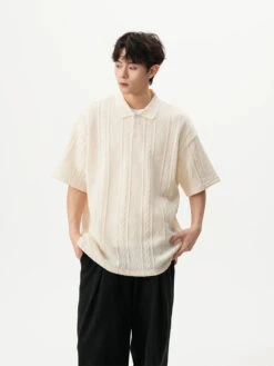 Textured Knit Short Sleeve Polo Shirt 15 Textured Knit Short Sleeve Polo Shirt -Modern Wear Shop 2550984afb4e65a715ff6c787c01cce5