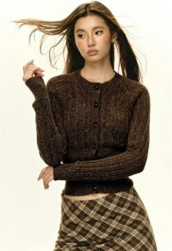 Skinny Cable Knit Button-Up Cardigan -Modern Wear Shop 25bcb39fd0a4753b2ad92682242f5743