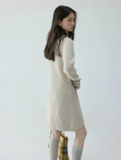 Contrast Collar Half Zip Knit Sweater Mini Dress -Modern Wear Shop 25e854904120fc3f47487cd44897df62