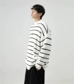 Stripe Oversized Drop Shoulder Knit Sweatshirt 22 Stripe Oversized Drop Shoulder Knit Sweatshirt -Modern Wear Shop 25e85cdcbca88dde8d5e79f981a5ffa5