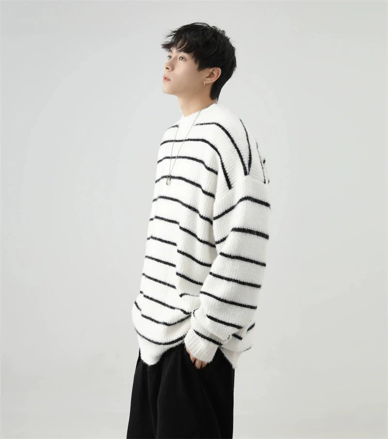 Stripe Oversized Drop Shoulder Knit Sweatshirt 5 Stripe Oversized Drop Shoulder Knit Sweatshirt - Image 5
