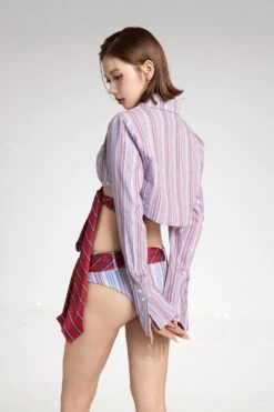 Striped Tie-Front Bikini Set With Long Sleeve Cover-Up -Modern Wear Shop 260a5082063f24d94b9b8aa0f2883c0f