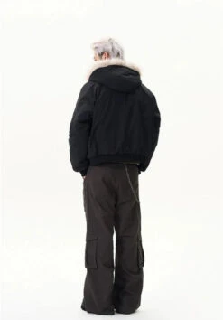 Pinstripe Bomber Jacket With Faux Fur Collar -Modern Wear Shop 261cc0fd6476a12dea650915a7c67e27