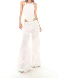 Wide Leg Lightweight Pleated Pants With Elastic Waist -Modern Wear Shop 262d0a86bfc85f0d5d6217f1421dd11b