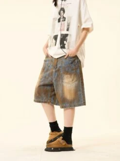 Sandblast Denim Bermuda Shorts With Oversized Pockets -Modern Wear Shop 26850c43635266f1c09f88189393cadc