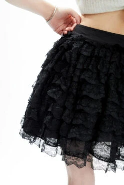 Layered Ruffle Lace Mini Skirt With Elastic Waistband -Modern Wear Shop 26a6034edea7abc8fd69d7b9a3f9c34a