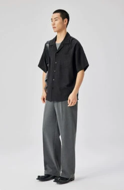 Crinkle Camp Collar Short Sleeve Shirt With Chest Pocket -Modern Wear Shop 271567ce893a7c5d028fc90302ff2e43