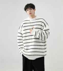 Stripe Oversized Drop Shoulder Knit Sweatshirt 20 Stripe Oversized Drop Shoulder Knit Sweatshirt -Modern Wear Shop 27526cfdd8604c37d3834306f6291abd