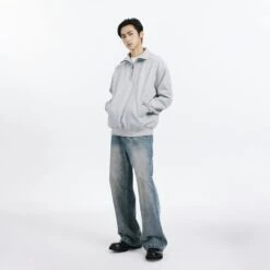 Slim Fit Quarter-Zip Cuffed Sweatshirt 22 Slim Fit Quarter-Zip Cuffed Sweatshirt -Modern Wear Shop 27a308bcac6d92eab3d820fcf60593b6