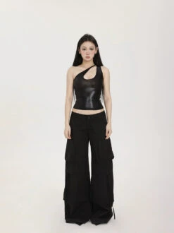 Metallic Asymmetric Cut-Out Halter Neck Crop Top 6 Metallic Asymmetric Cut-Out Halter Neck Crop Top -Modern Wear Shop 27d8530fb2541a2ecdc0c7a0f4d64723