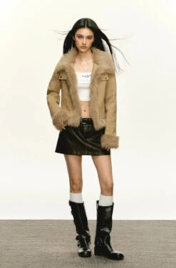 Skinny Faux Fur Trim Zip Jacket -Modern Wear Shop 27e2cd83bc3ee675875d74f6ce727638