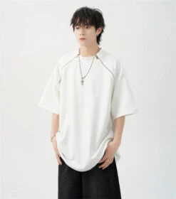 Oversized Black T-Shirt With Zipper Shoulder Detail -Modern Wear Shop 282ca7f12e310e328a357641f0bfb5b6