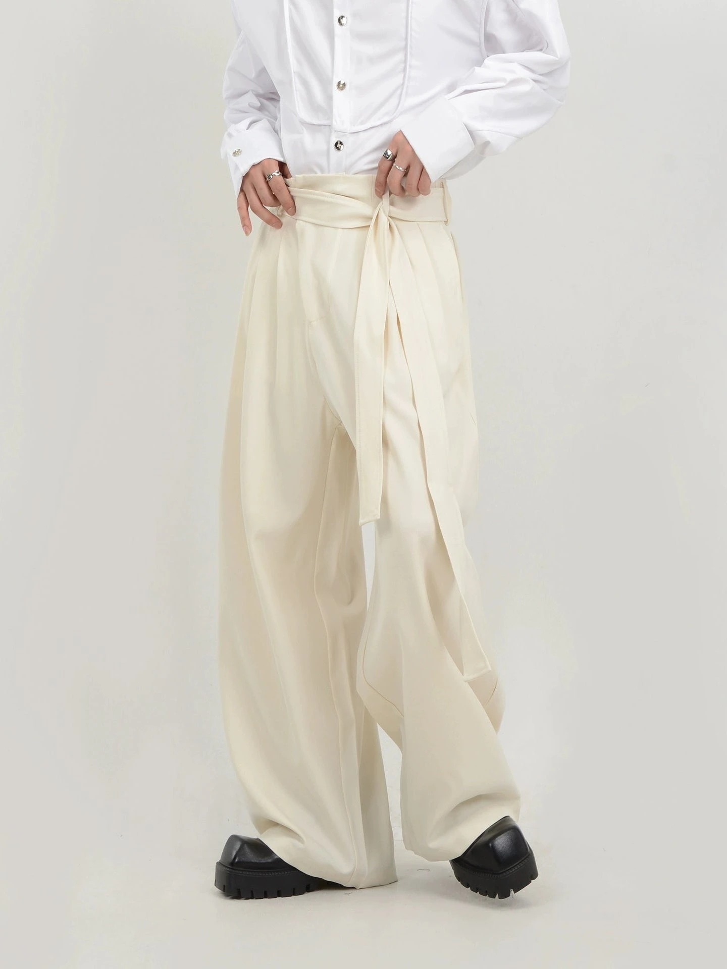 Wide Leg Belted Trousers With Pleat Detail 2 Wide Leg Belted Trousers With Pleat Detail - Image 2