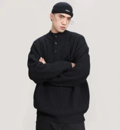 Mock Neck Ribbed Knit Sweater With Chest Pocket -Modern Wear Shop 287e8c283df4bf5cb1be7f02584abe8d