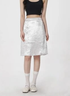 Metallic Crinkle-Texture Midi Skirt 7 Metallic Crinkle-Texture Midi Skirt -Modern Wear Shop 288ea992aaf95ef2cfa5be35a8477d26
