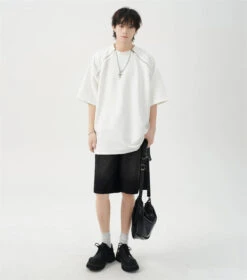 Oversized Black T-Shirt With Zipper Shoulder Detail -Modern Wear Shop 28f644d602784a4a78b0b6ed609f8103