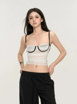 Ruched Bustier Crop Top With Slim Straps -Modern Wear Shop 2927a8174e82b02571449ead0f815f6b