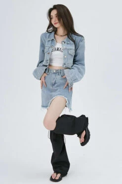 Cropped Denim Jacket And Distressed Hem Mini Skirt Two-Piece Set 19 Cropped Denim Jacket And Distressed Hem Mini Skirt Two-Piece Set -Modern Wear Shop 293f739016c5b935671ec5aa8e2daed1