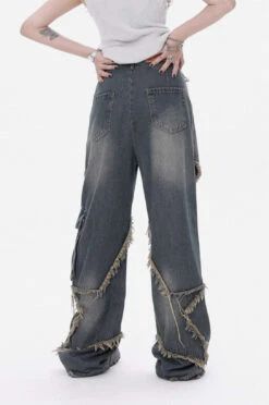 Distressed Star Patchwork Wide Leg Jeans -Modern Wear Shop 2962279f36ef09f90b1f483c3185b7dc