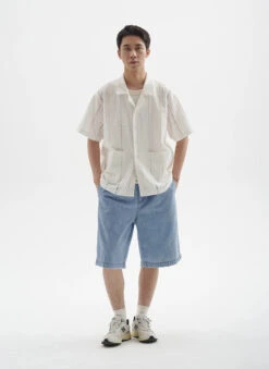 Textured Open Weave Button-Up Shirt With Pockets -Modern Wear Shop 2a17ca96d30cb182422bf322ab0b74a8