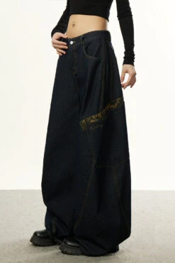 Low Waist Baggy Denim Jeans With Leopard Patchwork Details -Modern Wear Shop 2aae0310e51ef48350a3eb586e6a6596
