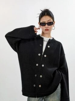 Ribbed Trim Zip-up Cardigan With Button Details 31 Ribbed Trim Zip-up Cardigan With Button Details -Modern Wear Shop 2b0d4f0411ca2bfb9d4dcb34218fe168