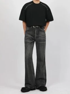 Faded Slim Fit Semi-Flare Denim Jeans -Modern Wear Shop 2b3684b8c34f0e825a55d1192cca3084