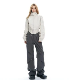Wide-Leg Button-Detail Cargo Trousers -Modern Wear Shop 2b6cd65c3c8da10450e4727c5056e8e2