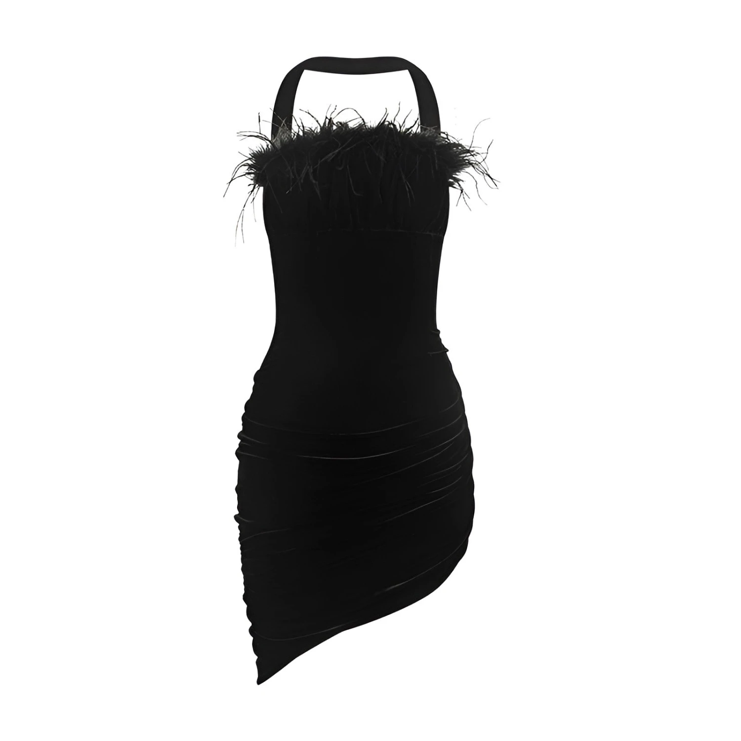Faux Feather Trim Bodycon Mini Dress 8 Faux Feather Trim Bodycon Mini Dress - Image 8