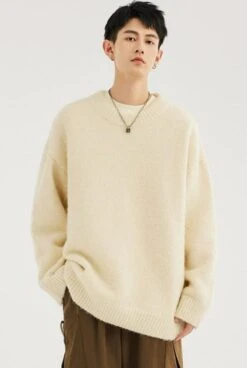 Crew Neck Relaxed-Fit Knit Sweater -Modern Wear Shop 2c9ebd1f31276053f9674deeacd9620b