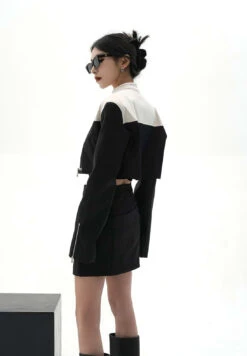 Color Block Cropped Moto Zip Up Jacket -Modern Wear Shop 2cadfe7b3ae3a0e4071a3d9ffe82a755