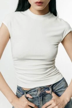 Ruched Side Short Sleeve Baby Tee 35 Ruched Side Short Sleeve Baby Tee -Modern Wear Shop 2cb074845e5fe83976f601e9b88f162e