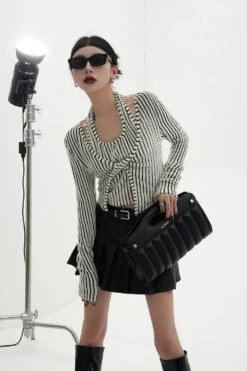 Stripe Halter Neck Knot Long Sleeve Blouse 26 Stripe Halter Neck Knot Long Sleeve Blouse -Modern Wear Shop 2cdd71de21df35e7b951cbaede74caa3