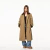 Contrast Corduroy Collar Oversized Single-Breasted Trench Coat With