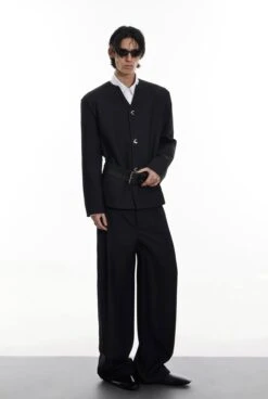 Structured Collarless Blazer With Asymmetric Metal Closure -Modern Wear Shop 2dc6259828522099519c393b9b3bb05d