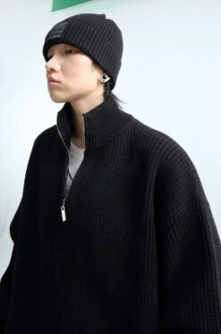 Oversized Half Zip Collar Knit Sweater -Modern Wear Shop 2dddf8dbf335599a275ec6f5135991a7