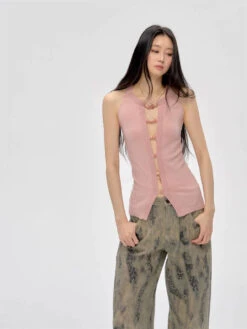 Sleeveless Knit Top With Front Bead Detail -Modern Wear Shop 2e0c3e3070a90da392ade55391079fef