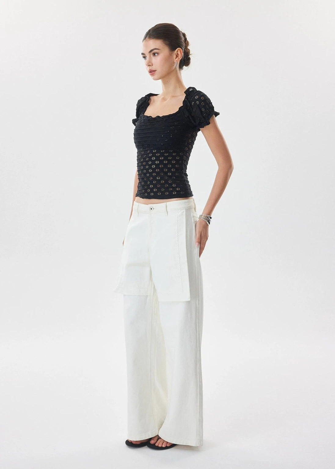 Off Shoulder Eyelet Lace Puff Sleeve Top 5 Off Shoulder Eyelet Lace Puff Sleeve Top - Image 5